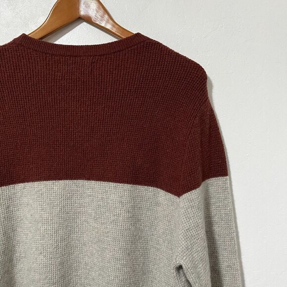 NORDSTROM Wool Alpaca Blend Colorblock Knit Sweater Size L Orange Striped Men’s - Picture 3 of 6